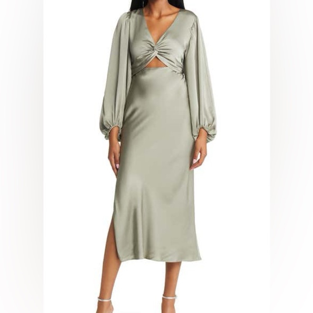 Shona Joy Twist Front Long Sleeve Cocktail Lounge Dress